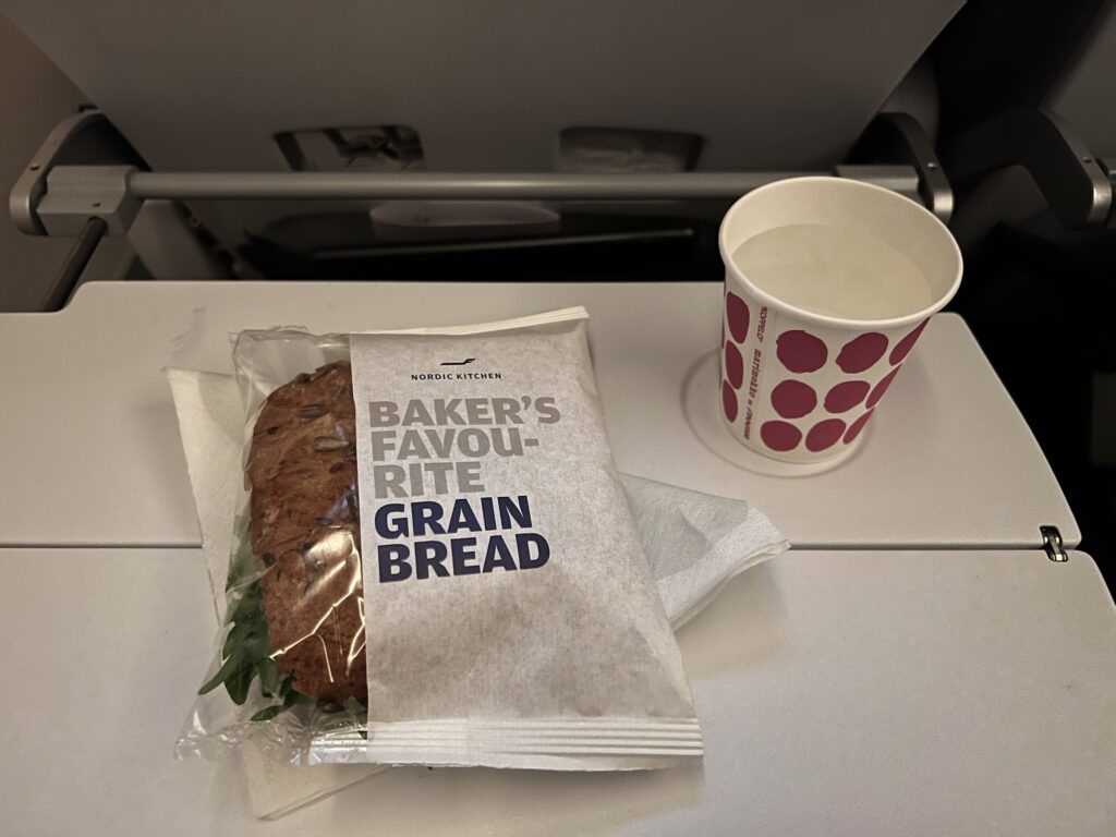 The final snack, a grain bread-based packaged sandwich.