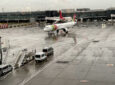 TAP aircraft leaving the gate of the airport.
