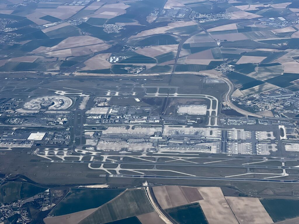 A stunning view of the airport complex, snapped while the author was flying aboard the jet