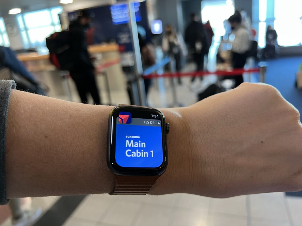 Delta app on the author's Apple watch