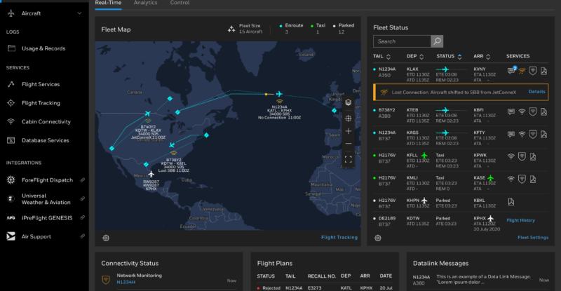 Honeywell Forge dashboard is picture here with a flight map and various flight details surrounding it.