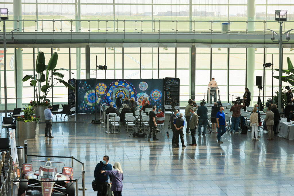 Indianapolis International Airport (IND) is pictured here displaying the mural but Tiffany Black.