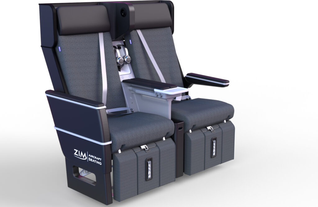 Zim Aircraft Seating's ZimPrivacy premium economy seat is pictured here in various grey tones. 