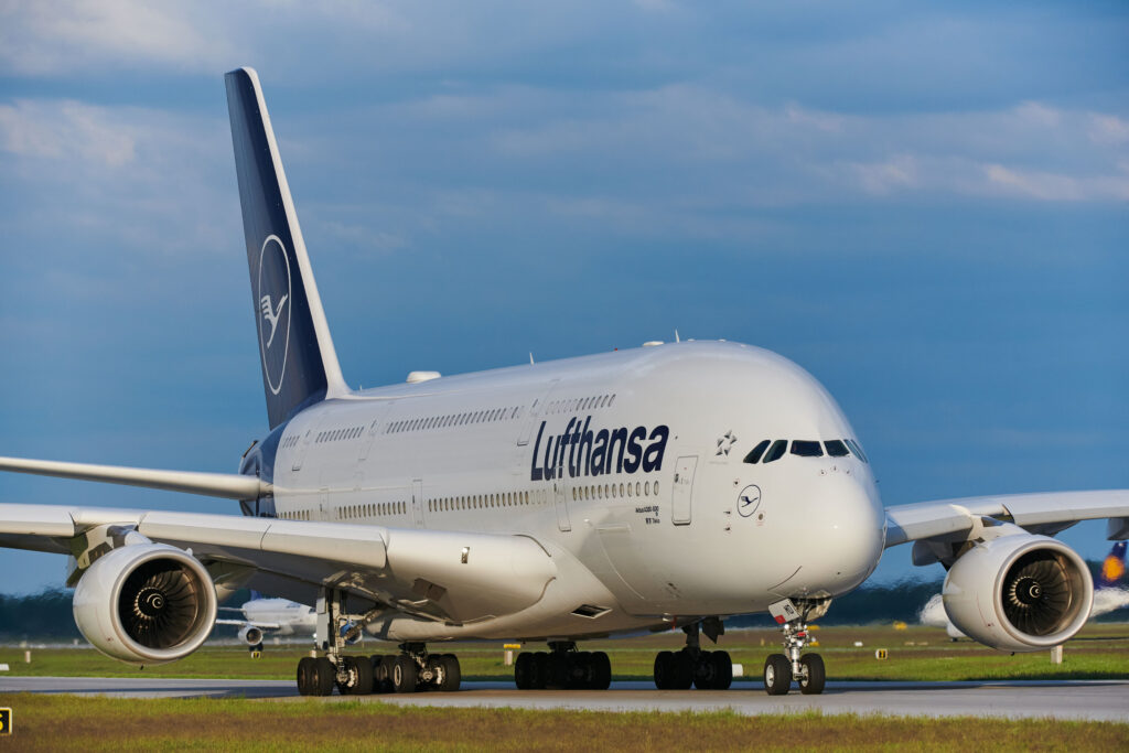 Lufthansa Airbus A380 parked