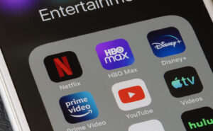 Streaming Mobile Apps on a smartphone, including Hulu, YouTube and Netflix