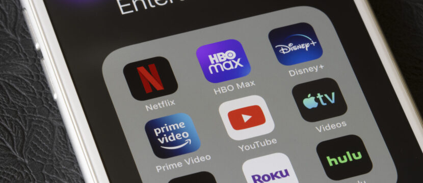 Streaming Mobile Apps on a smartphone, including Amazon Prime, Hulu, YouTube and Netflix