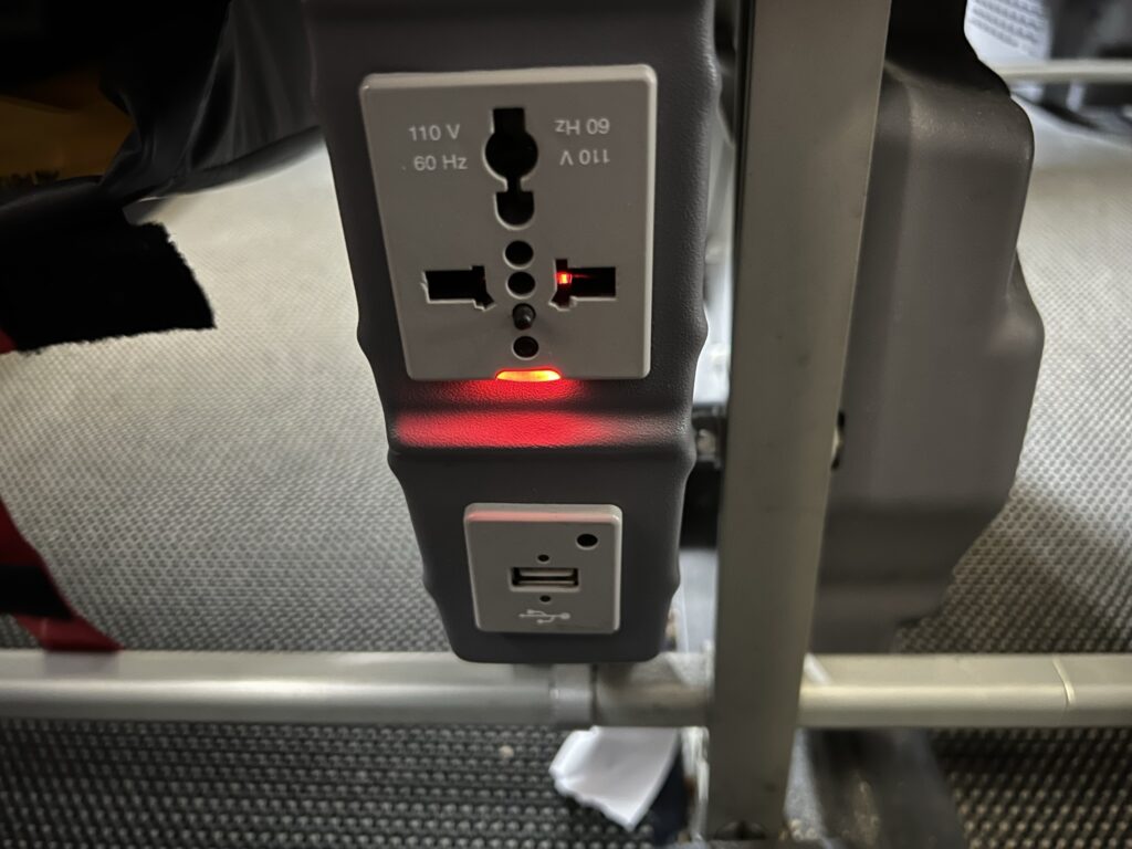 In-seat power on the British Airways A320neo. Flight from Hamburg to London.