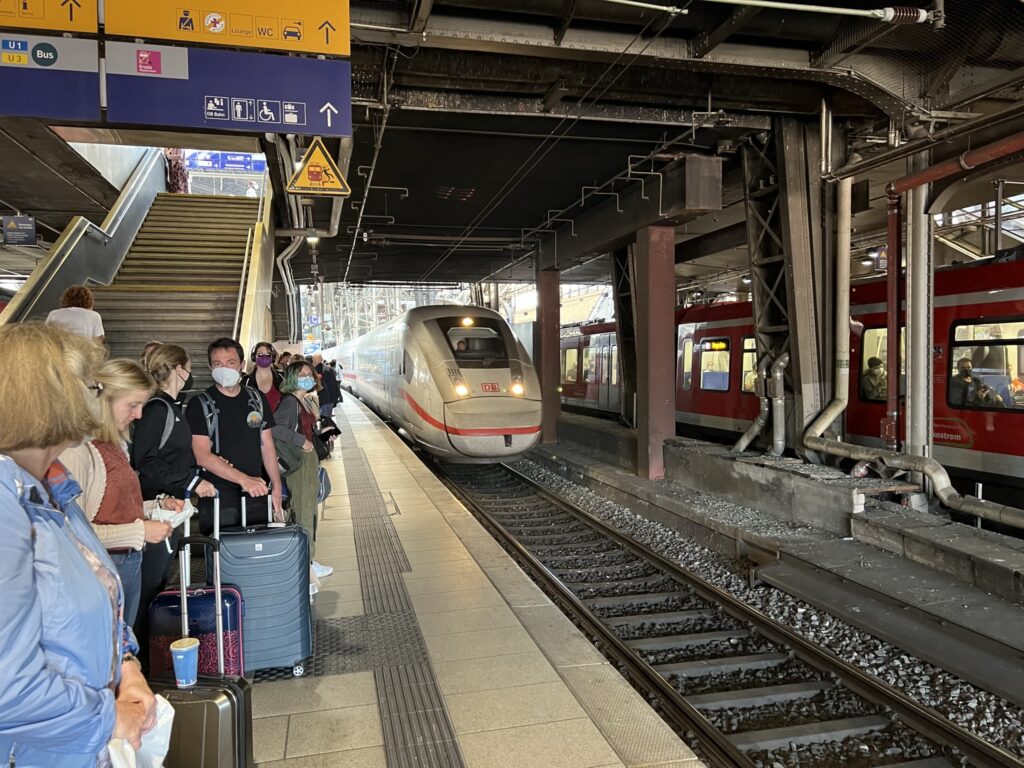 DB’s Deutsche Bahn InterCity Express (ICE) between Hamburg and Berlin come up to the platform