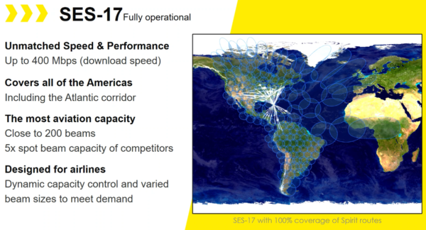 A data sheet that shows a map of coverage for SES17 and information on the other side.