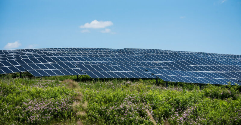 Pittsburgh International Airport has installed more than 9,000 solar panels as part of its new first-of-its-kind microgrid. This is a field of solar panels