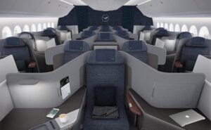 Business Class cabin on the Lufthansa 787-9