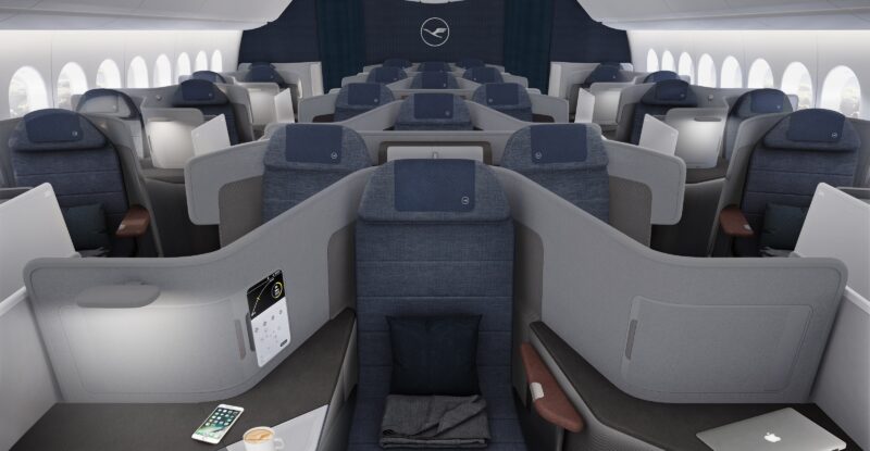 Business Class cabin on the Lufthansa 787-9
