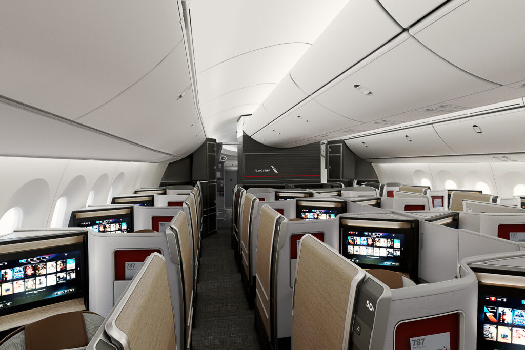 American Airlines' Flagship Suite aboard the Boeing 787-9: this photo shows nearly the whole cabin