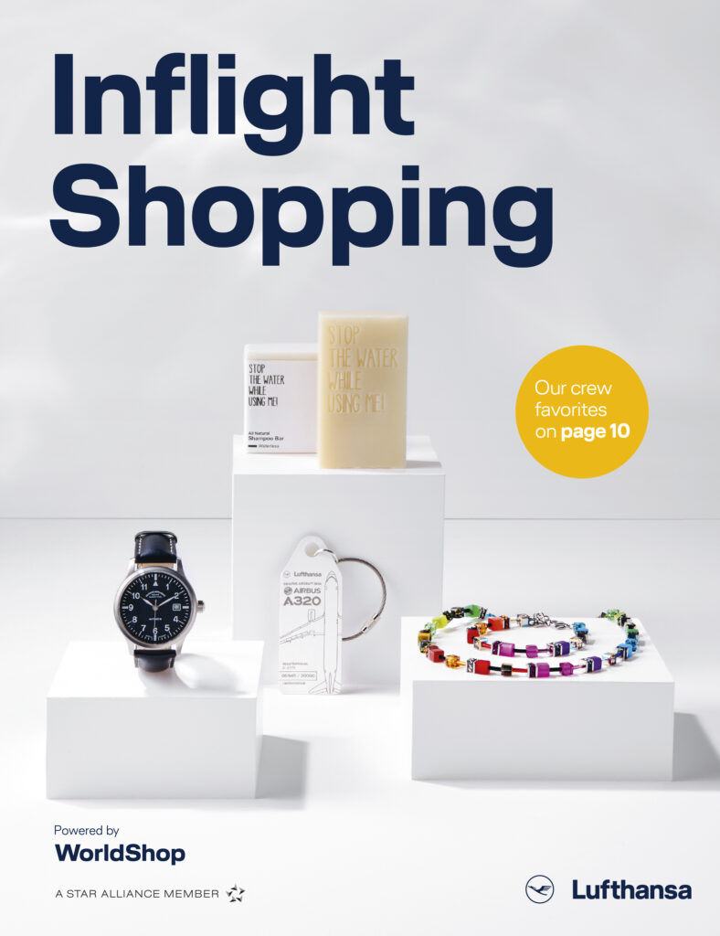 A display of items in Lufthansa's inflight shopping portal.