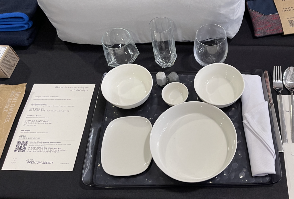 A display of Delta Air Lines tableware.