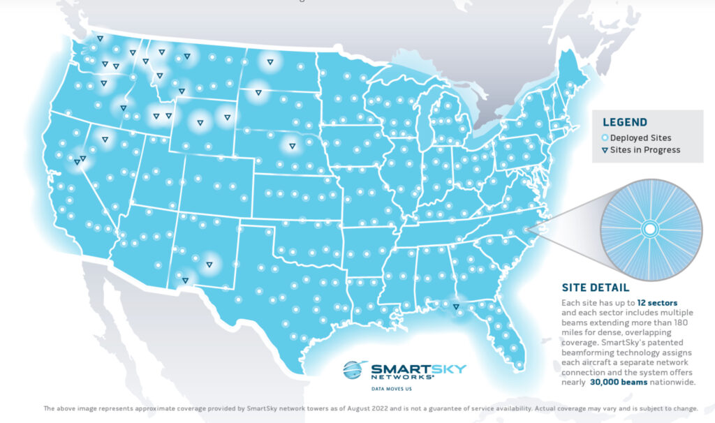 SmartSky's network of towers across CONUS. This graphic shows where the towers are located in each state