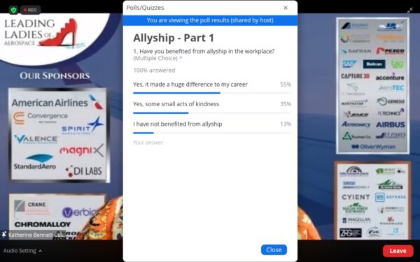 Survey results during the Allyship Leading Ladies of Aerospace summit