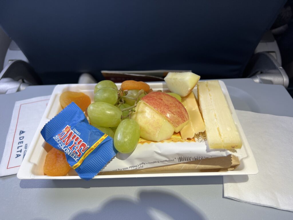 Cheese plate offering on Delta A321neo