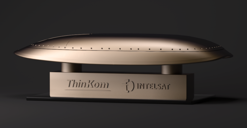 Ku3030 Antenna by ThinKom is displayed on a black background.