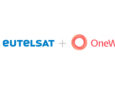 Eutelsat blue logo and OneWeb red logo are side by side on a white background.