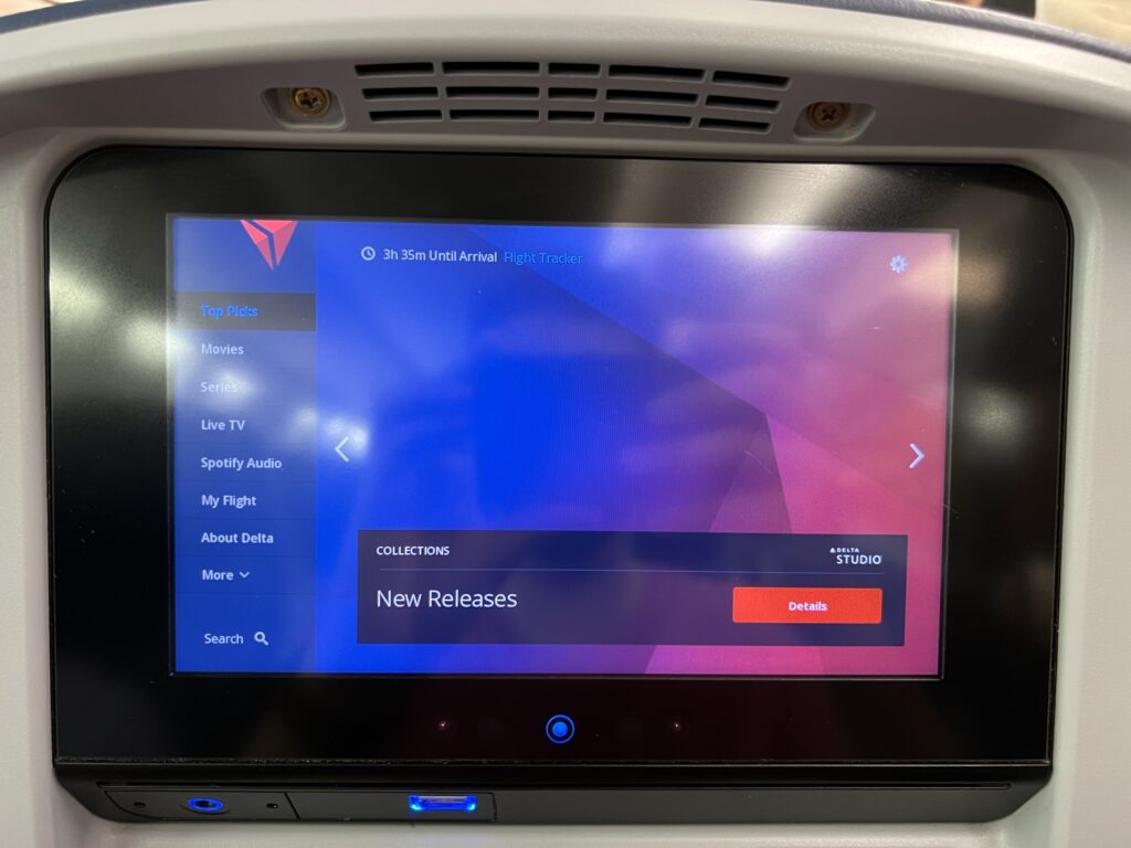 Panasonic seatback IFE on the Delta Boeing 757.