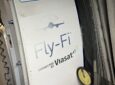 JetBlue aircraft with Viasat Fly-Fi signage on it, as seen whilst boarding the aircraft.