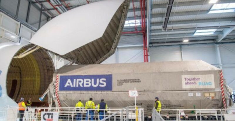 Inmarsat-6 F2 satellite being loaded onto the Beluga