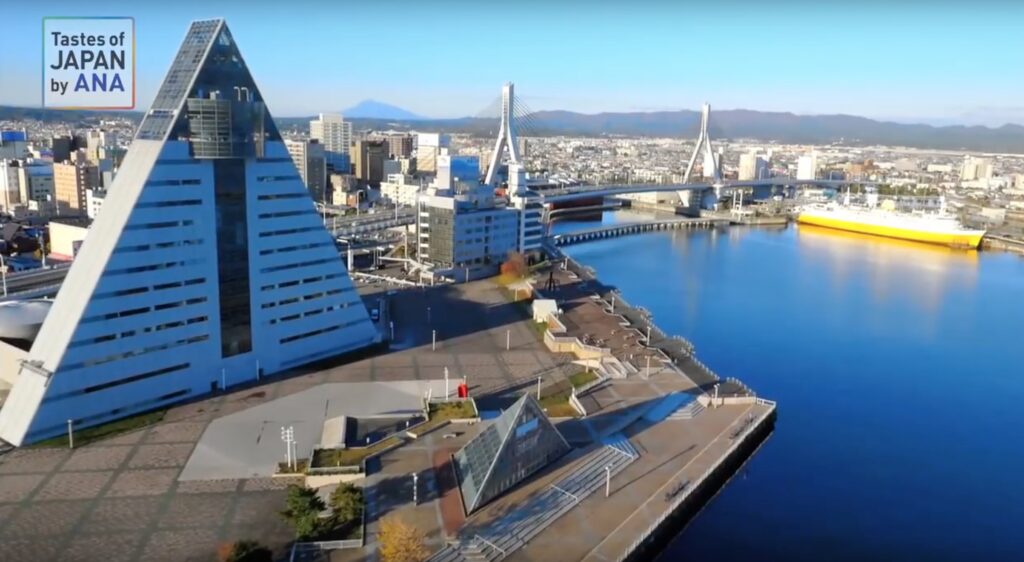 An aerial view of Japan as part of ANA's 'Tastes of Japan' messaging. 