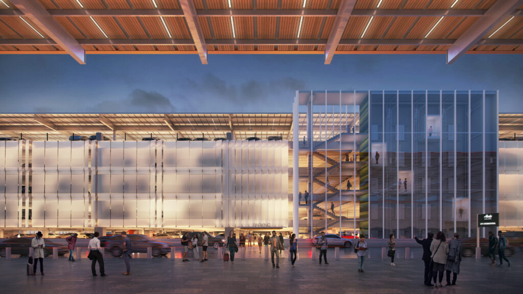 Rendering of the outside of the new Kansas City terminal.