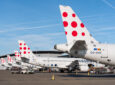 A row of Brussels aircraft parked at Brussels Airport.