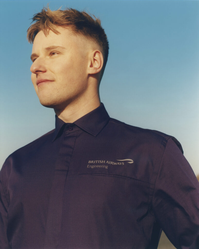 Male flight crew member in the new British Airways uniform.