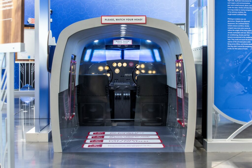 Full scale replica of Muriel's cockpit. Image: Dimensional Innovations/The Amelia Earhart Hangar Museum