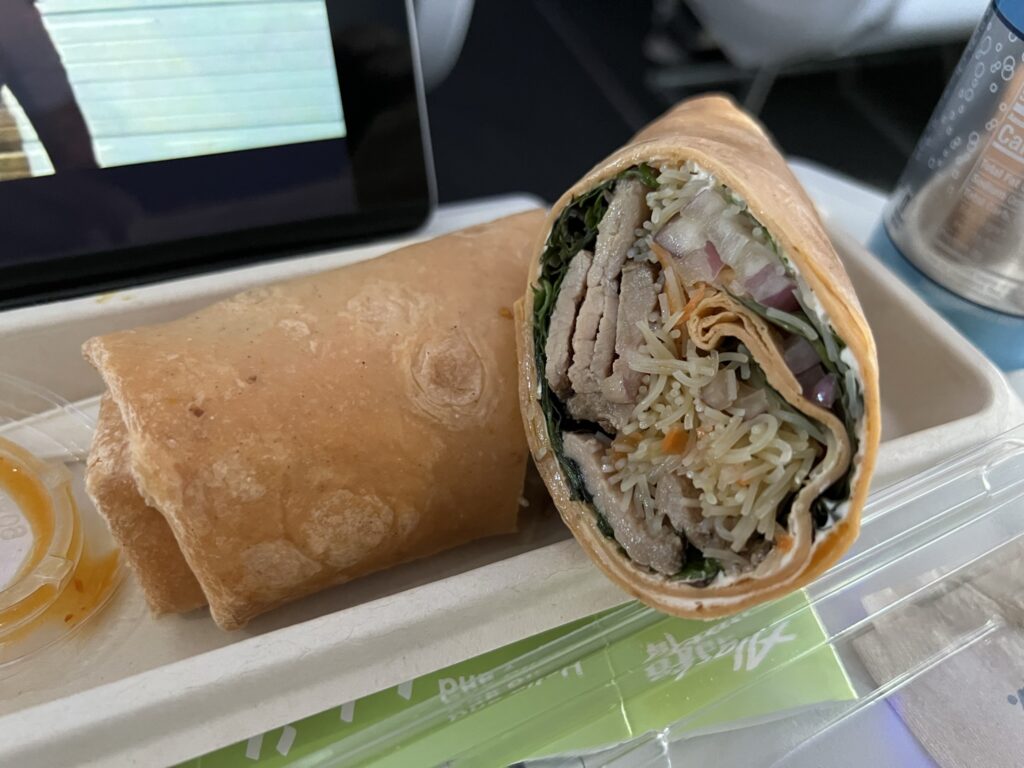 A wrap that was served on an Alaska flight.