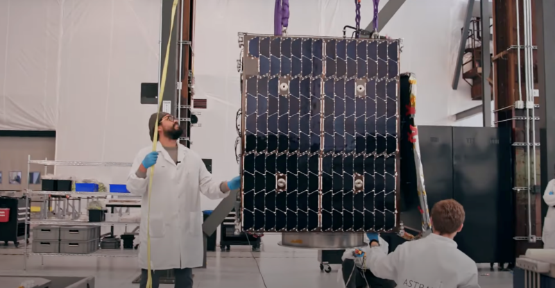 Astranis microgeo satellite being built in the facility.