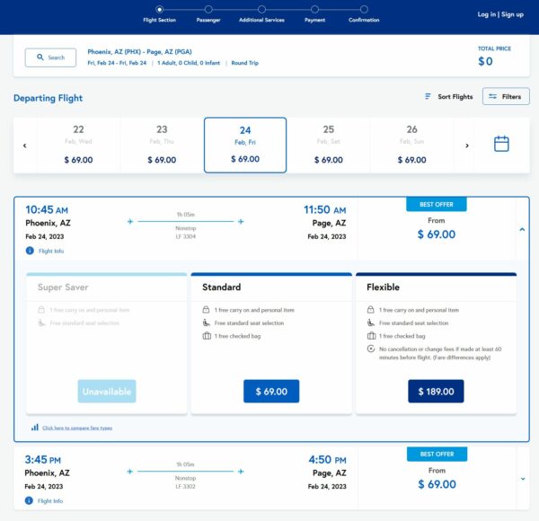 A screenshot of the Contour booking page showing the fare pricing.