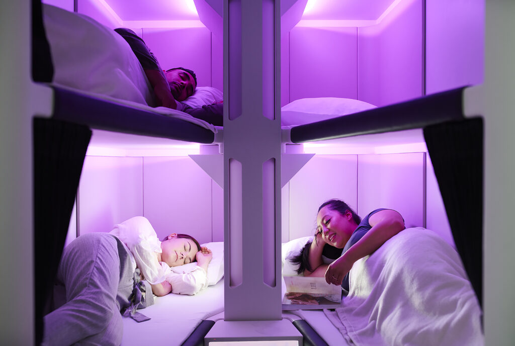 Passengers enjoying the Skynest pods. 