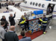 A Capital medical crew demonstrates how it uses neonatal equipment on board, at a Lucy Air Ambulance for Children event on 29 March 2023. Image: Capital Air Ambulance