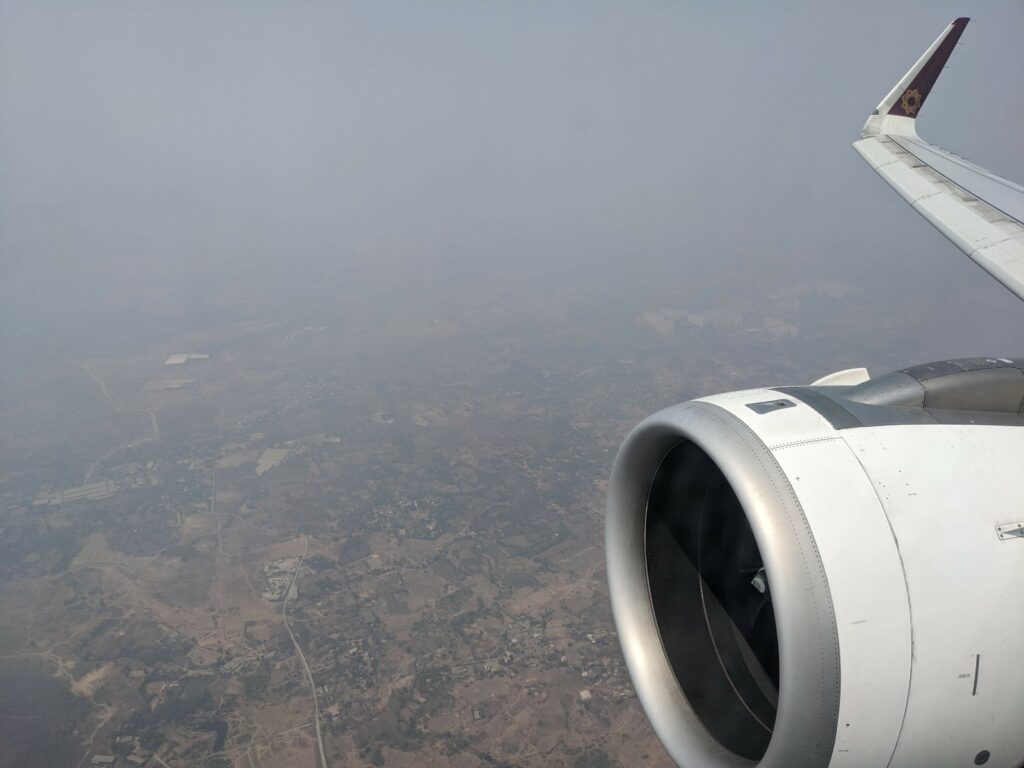 CFM LEAP 1A engine over hazy skies