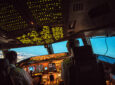 Flightdeck View of departing Boeing 777