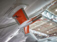Lufthansa Airbus A350-900 "Erfurt" (registration D-AIXJ) is being turned into a flying research laboratory. This is the bottom of the aircraft showing a sensor