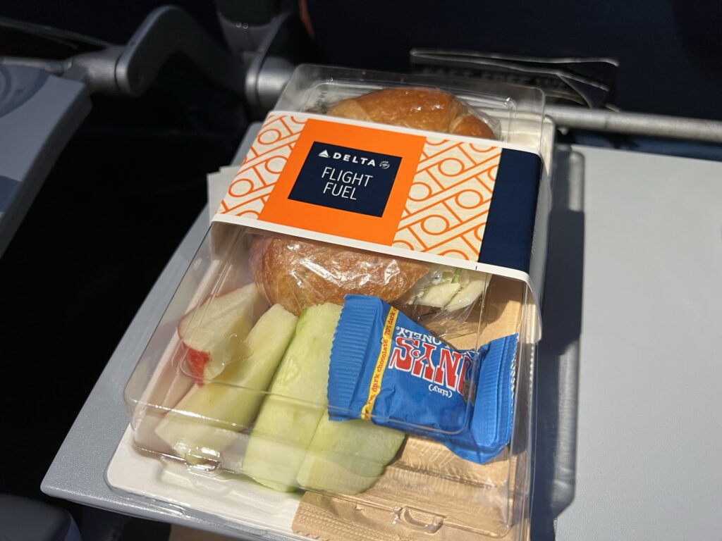 chicken salad sandwich plate from Delta Air Lines