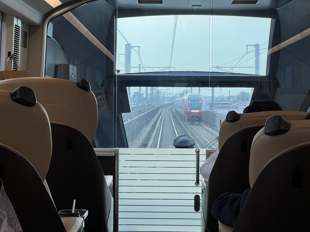 Passengers in the Premium cabin can enjoy a great view of out of the large front window. 