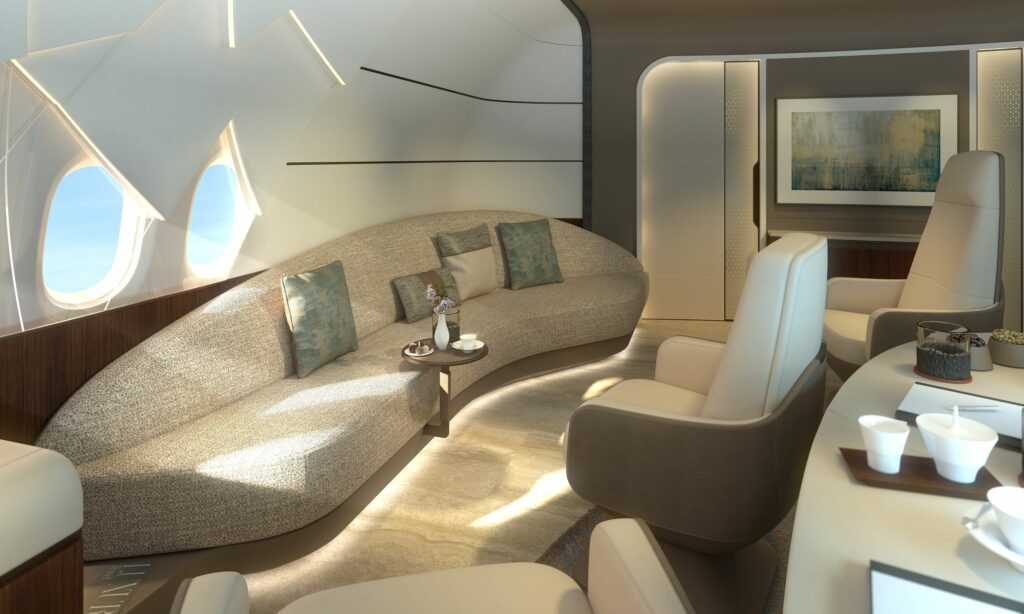 Lounge design for the Lufthansa Technik cabin for the BBJ 777-9.