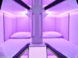 Air NZ Skynest is pictured. Six stacked bunks (three on either side of the capsule).