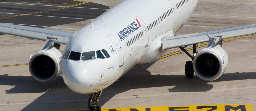 An Air France A321 is arriving at the gate.