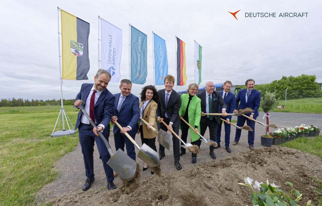 Deutsche Aircraft executives break ground on the new assembly line facility