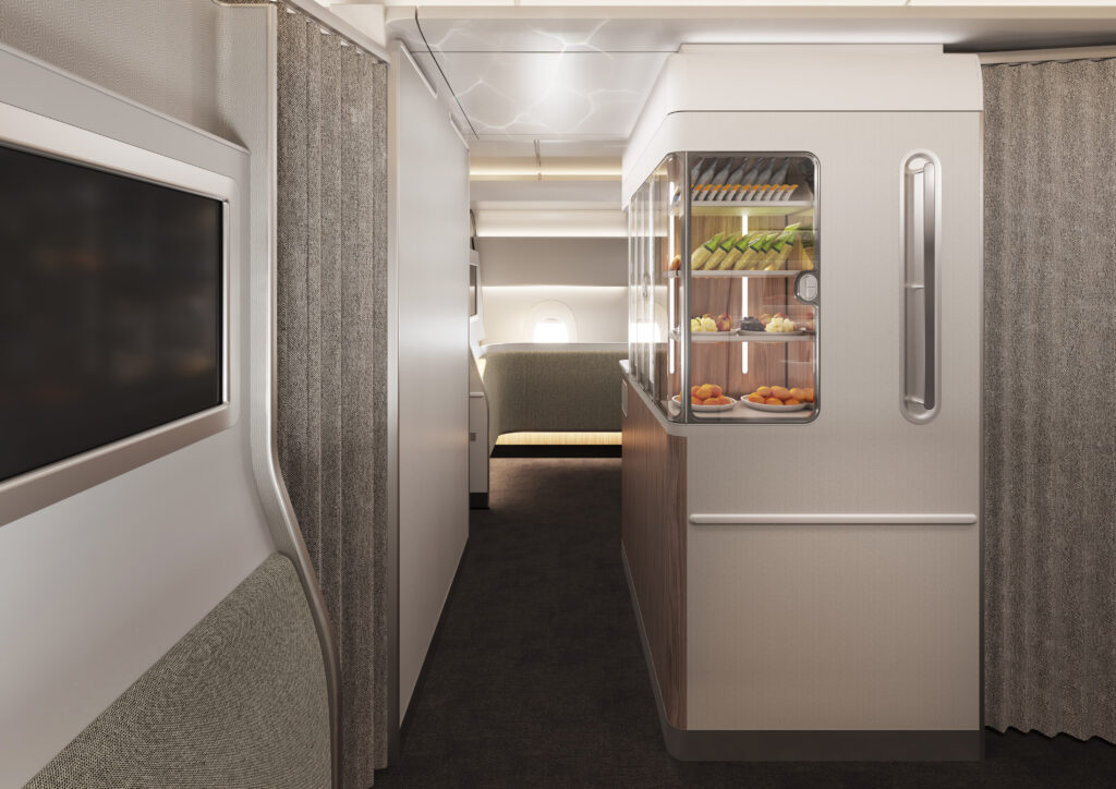 A open wellness space is located on the Qantas Project Sunrise Airbus A350