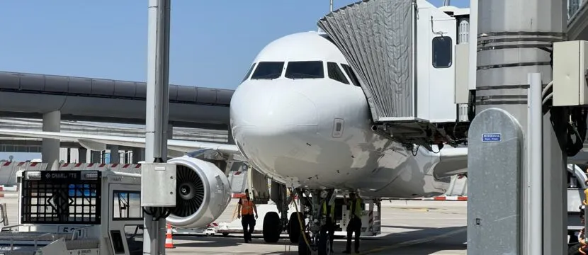 Air France jet parked at the gate