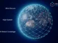 A image of the earth from space. On the earth are gridlines representing Rivada Space Networks' satellite network.