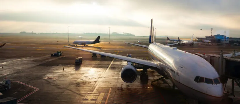 Aircraft at the gate and on taxiways at Brussels International Airport, Belgium